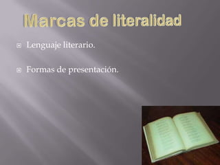  La intención comunicativaEs cuando quieres transimitir un comunicado mediante mensajes, estos tienen una carácter meramente referencial:Informar : se una cuando quieres informar algo, como en un periodico.Persuadir: cuando queremos convencer a alguien de que haga o crea en algo, como un comercial algún shampoo en la televisión.Apelar: se útiliza cuando queremos dar una orden, como cuando la profesora de literatura nos dice “silencio!!!” es claro  preciso.