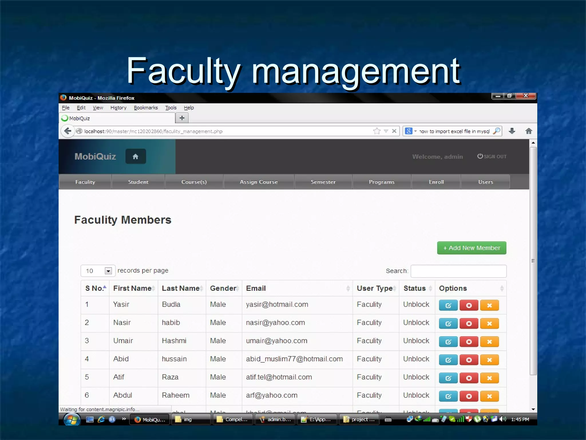 Faculty managementFaculty management
 