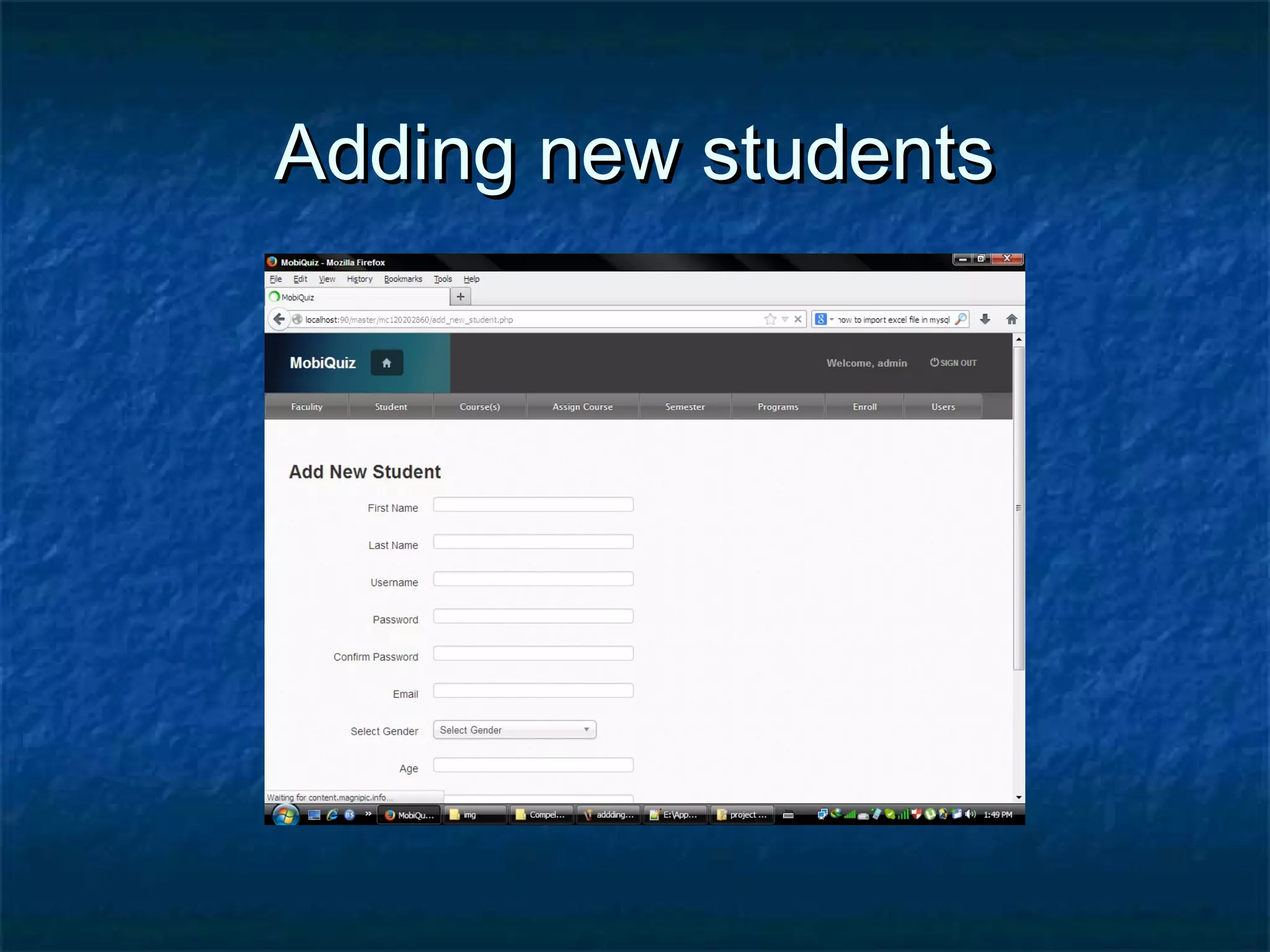 Adding new studentsAdding new students
 