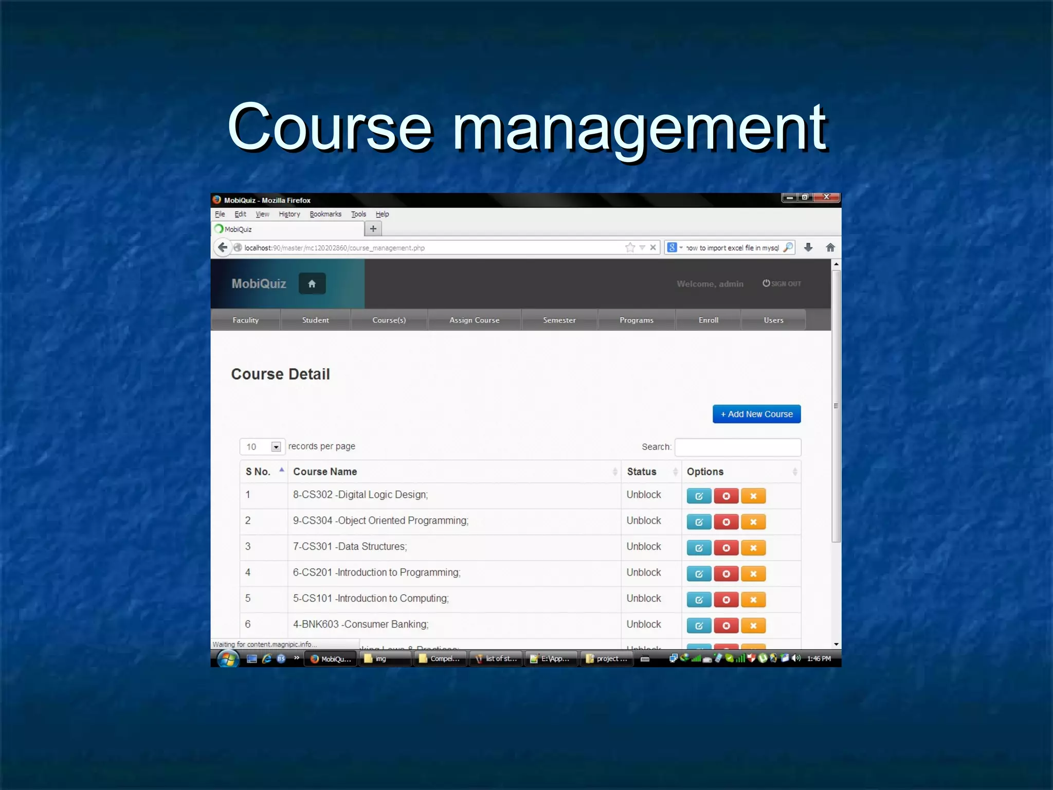 Course managementCourse management
 