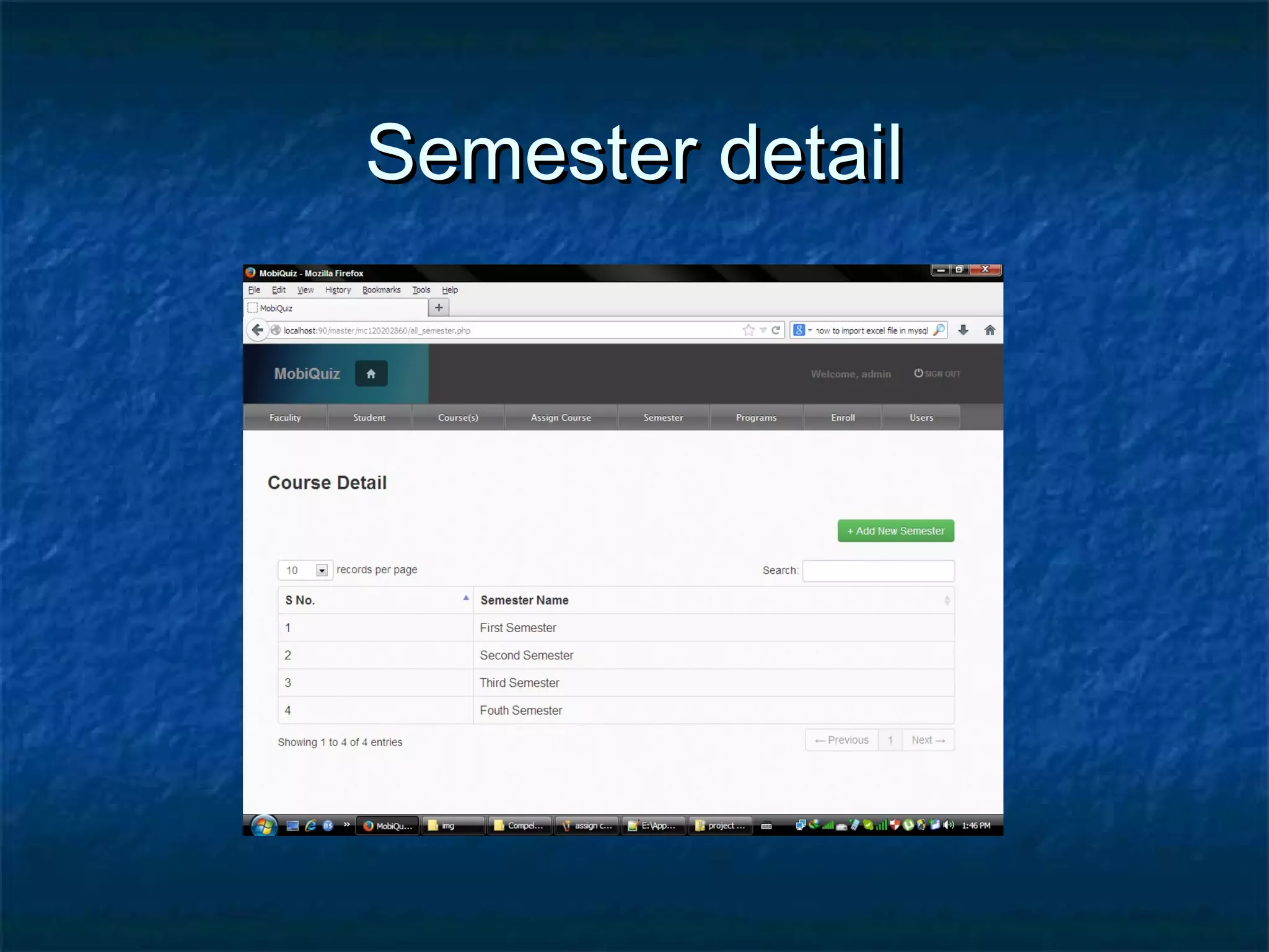 Semester detailSemester detail
 