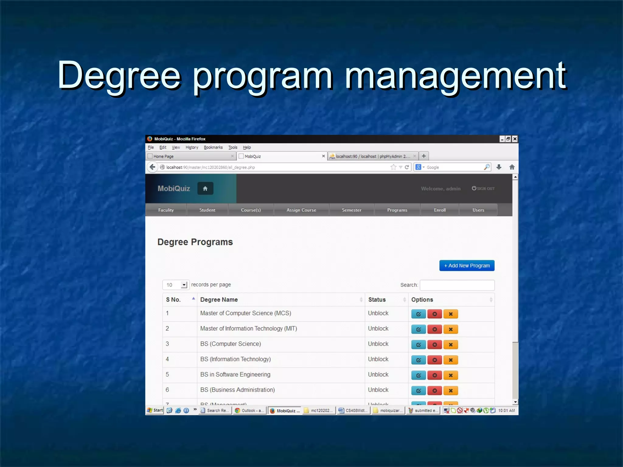Degree program managementDegree program management
 