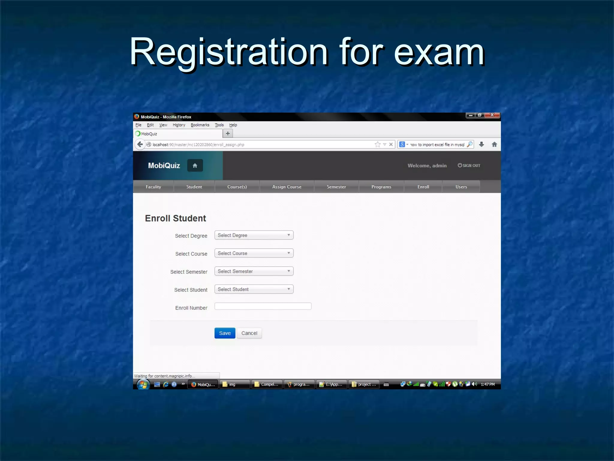 Registration for examRegistration for exam
 