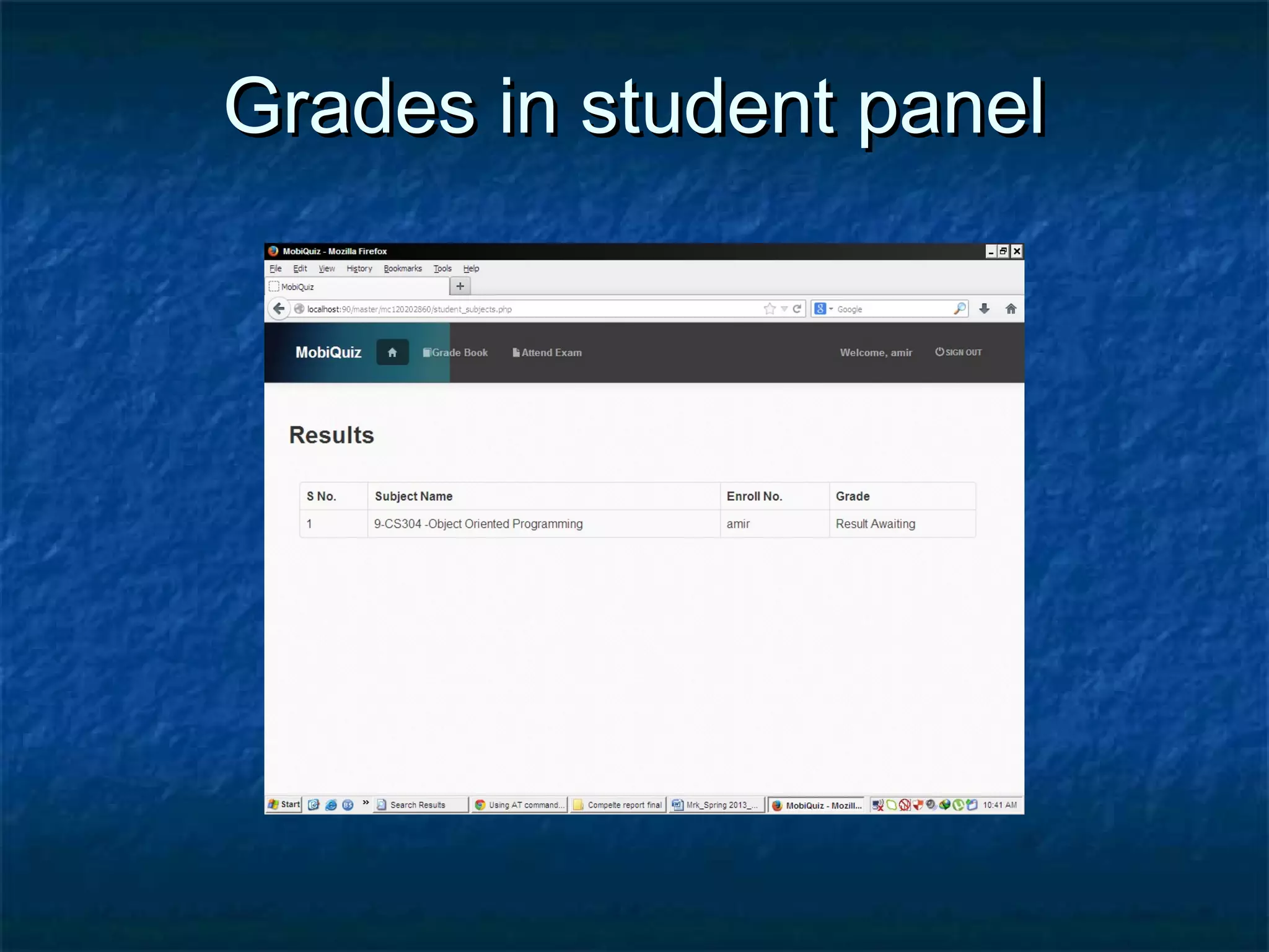 Grades in student panelGrades in student panel
 