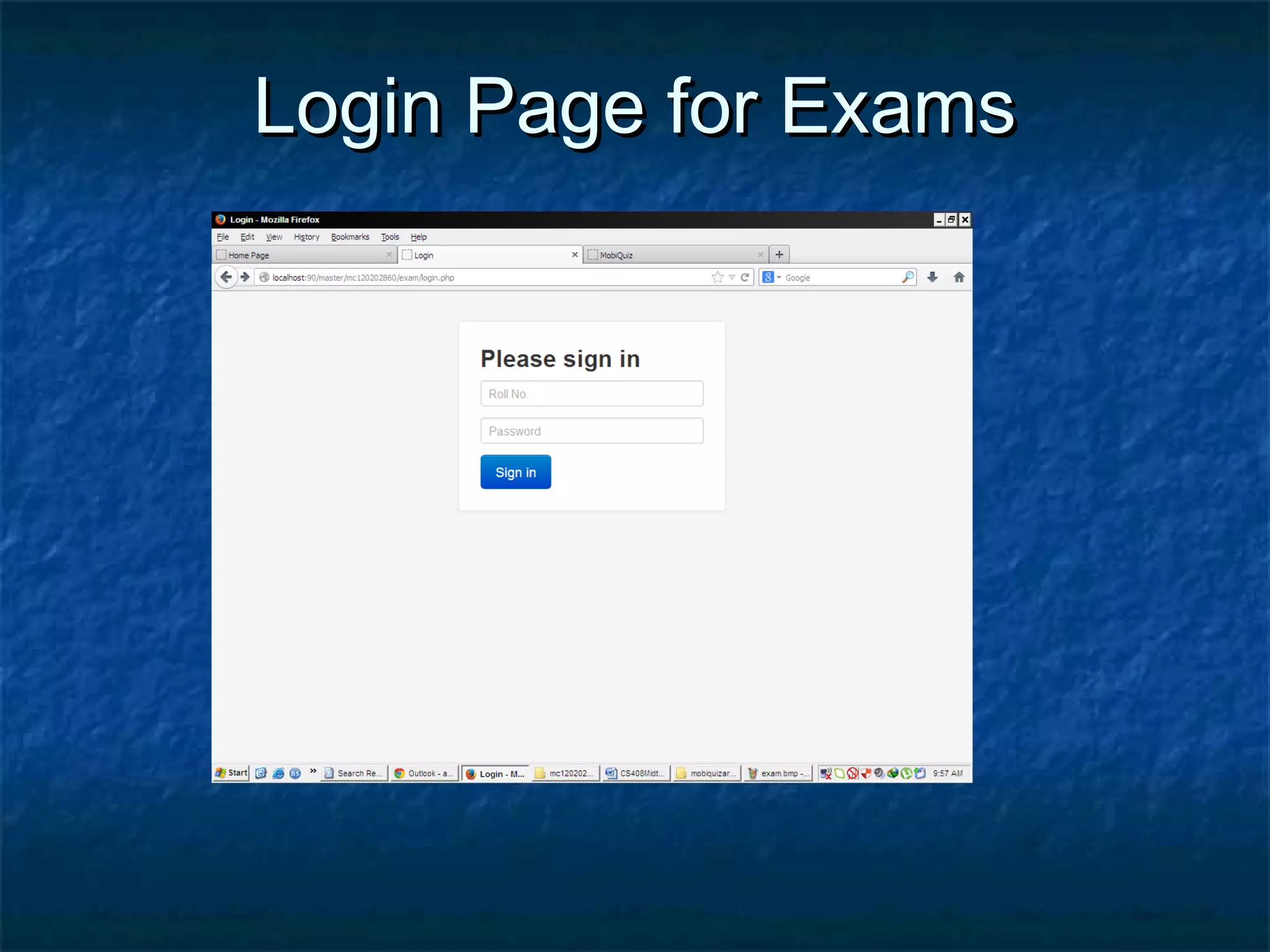 Login Page for ExamsLogin Page for Exams
 
