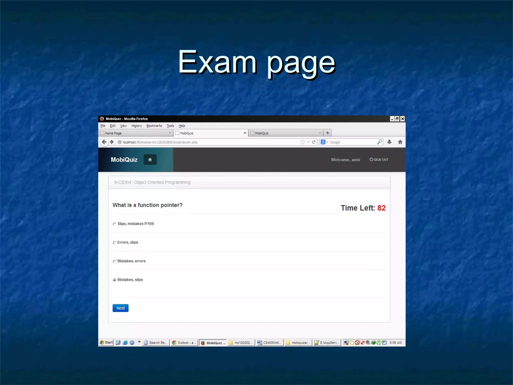 Exam pageExam page
 
