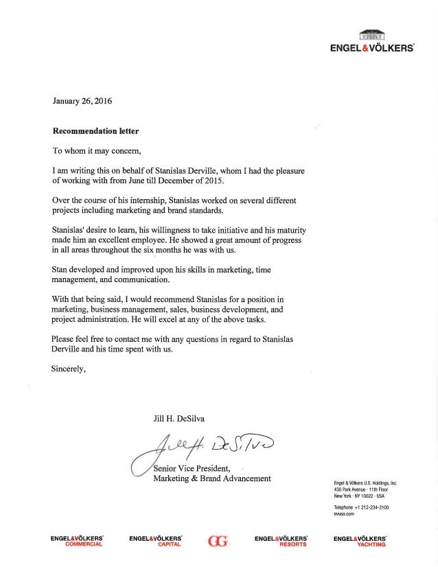recommendation letter engel volkers commercial reference letter