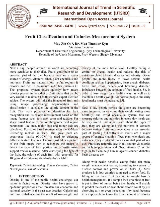 Fruit Classification and Calories Measurement System | PDF | Healthy ...