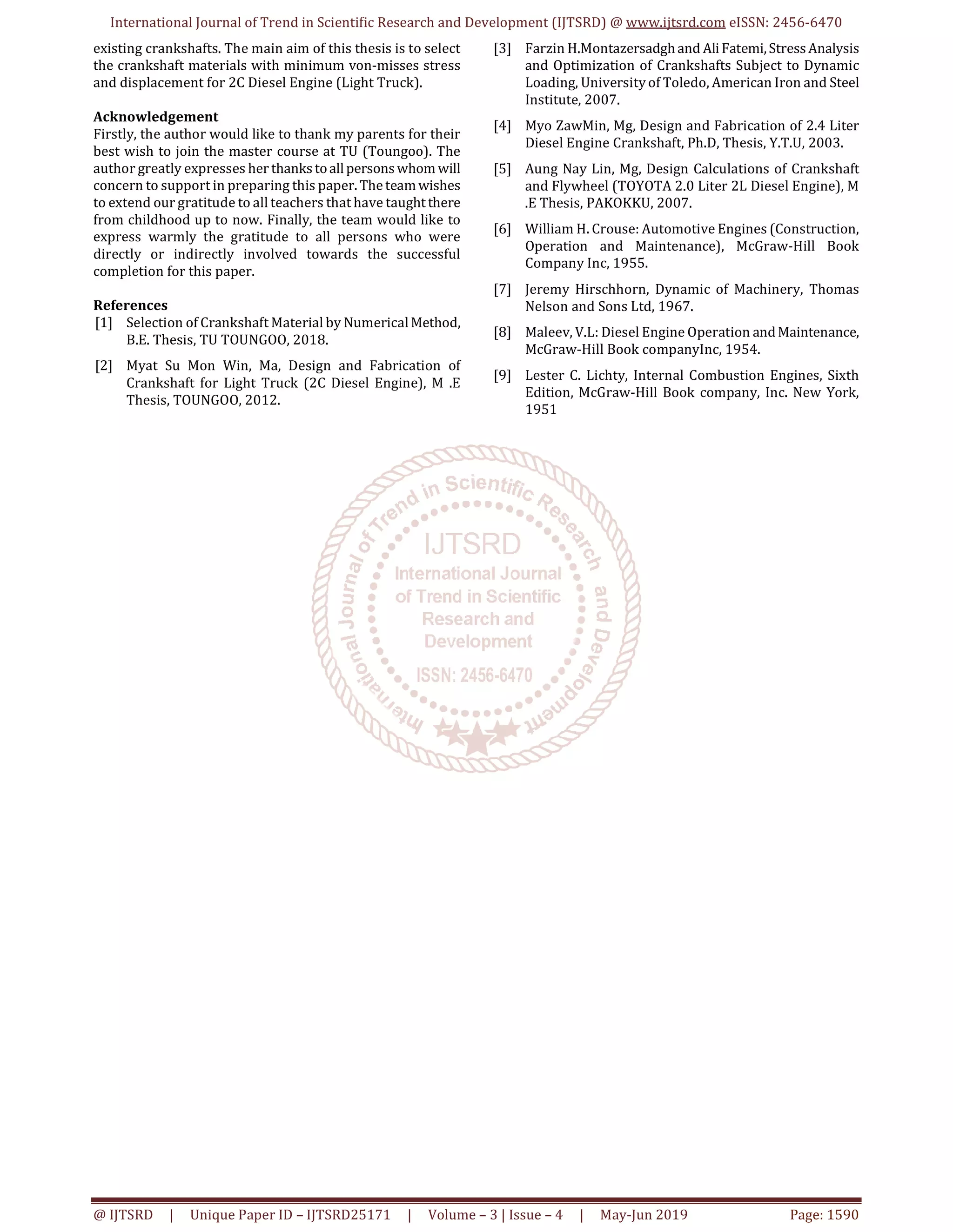 Material Selection of Crankshaft for 2C Diesel Engine | PDF