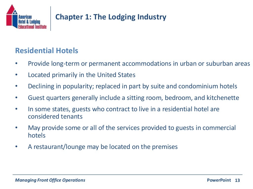 Chapter 1 The Lodging Industry