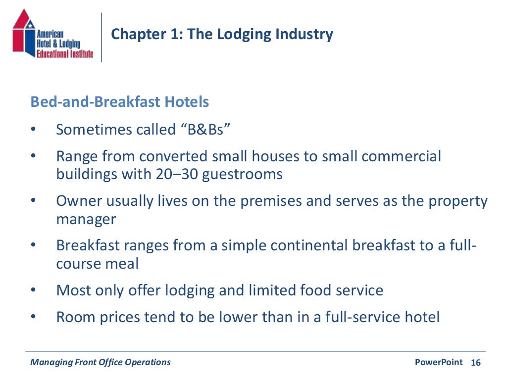 Chapter 1 The Lodging Industry
