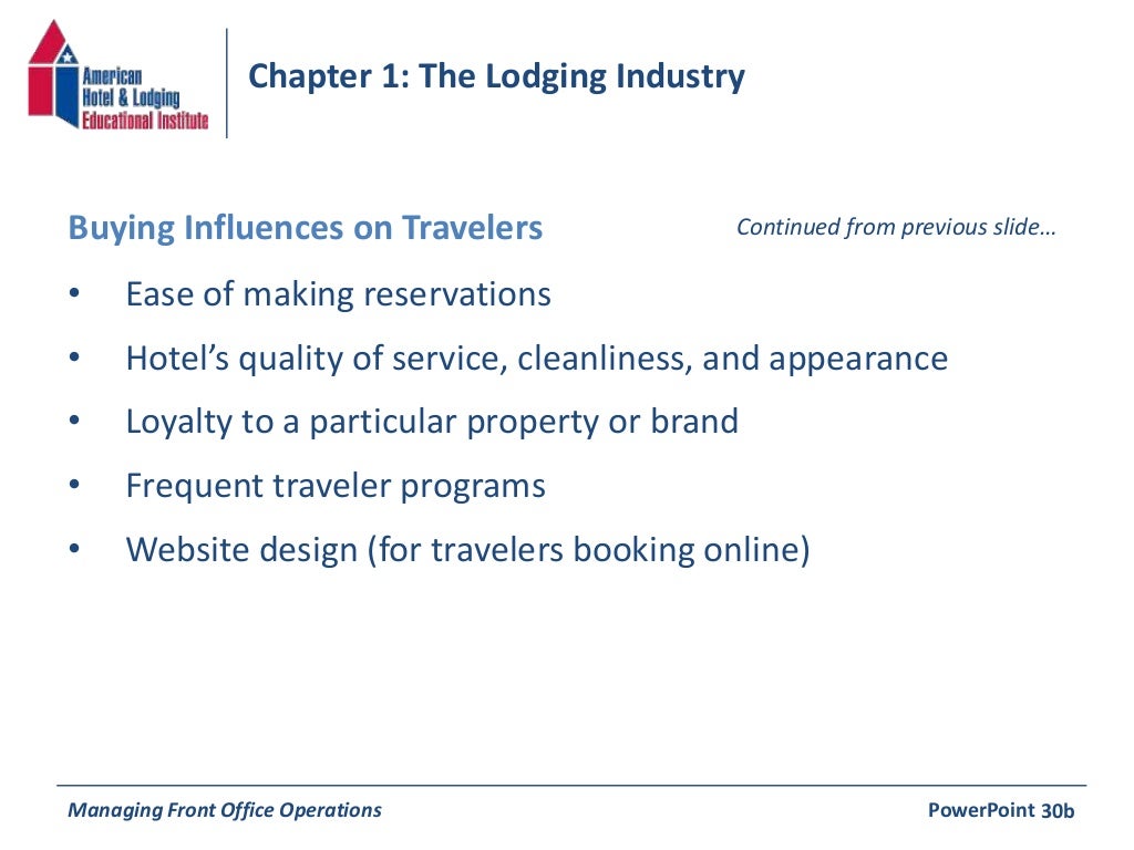 Chapter 1 The Lodging Industry