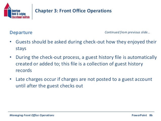 Chapter 3 Front Office Operations