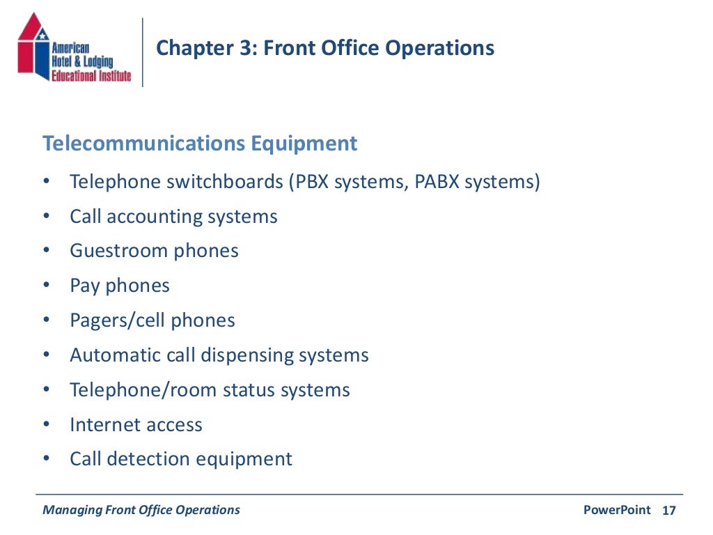 Chapter 3 Front Office Operations