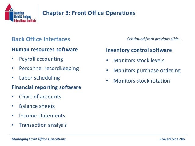 Chapter 3 Front Office Operations