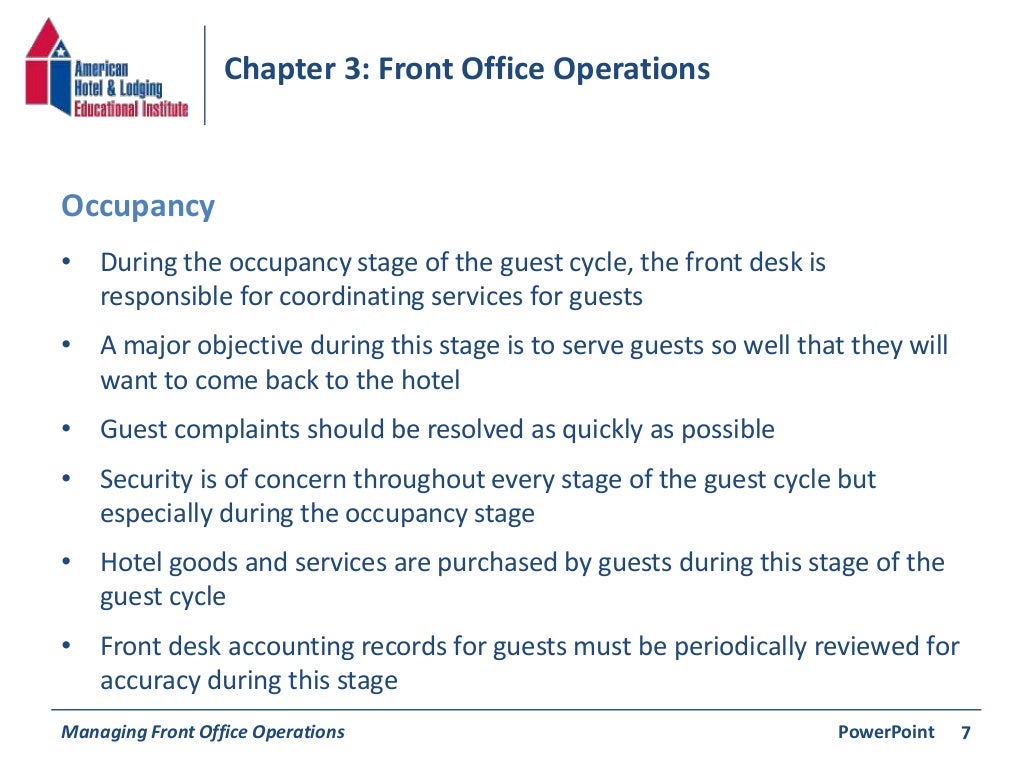 Chapter 3 Front Office Operations