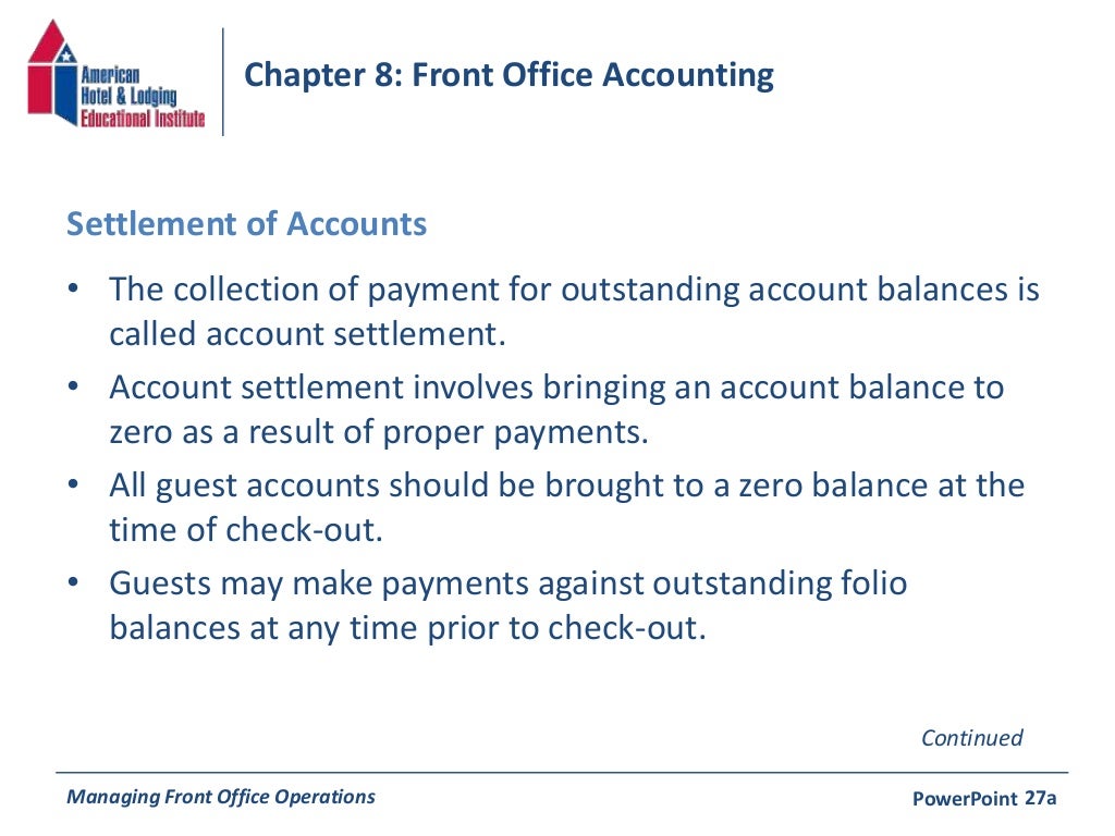 Chapter 8 Front Office Accounting