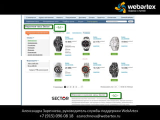 Александра Заречнева, руководитель службы поддержки WebArtex
+7 (915) 096 08 18 azarechneva@webartex.ru
 