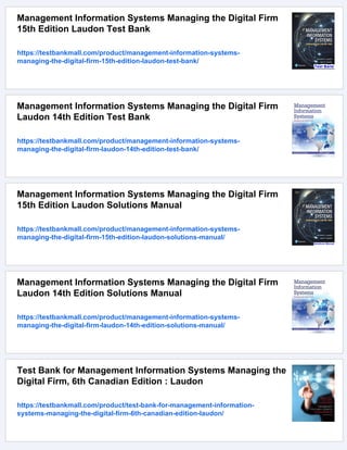 Test Bank for Management Information Systems: Managing the Digital Firm ...