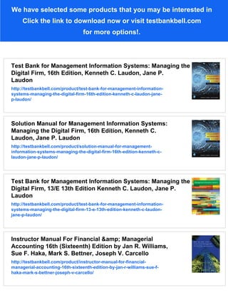 Test Bank for Management Information Systems: Managing the Digital Firm ...