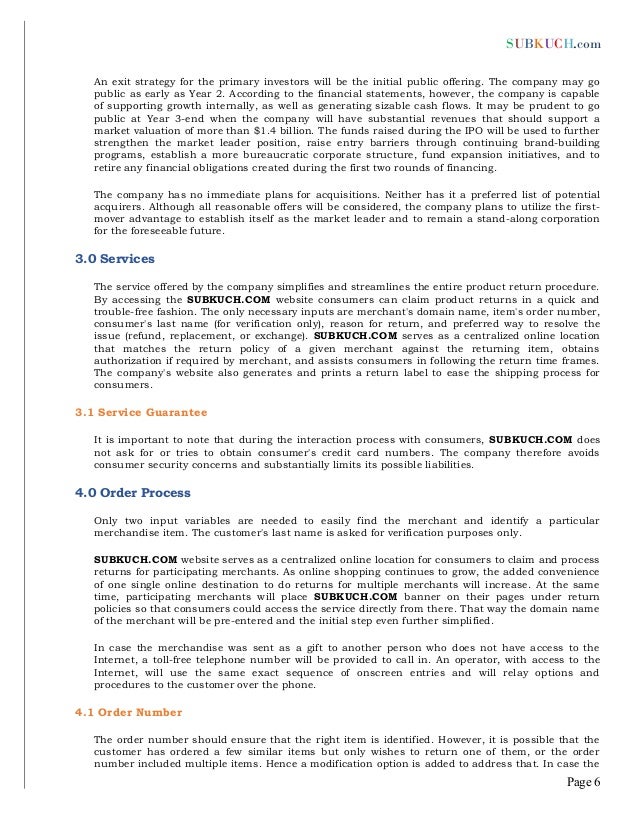 Business plan structure picture