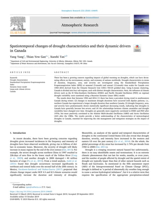 Spatiotemporal Dynamics and Climate Drivers of Drought in Canada | PDF
