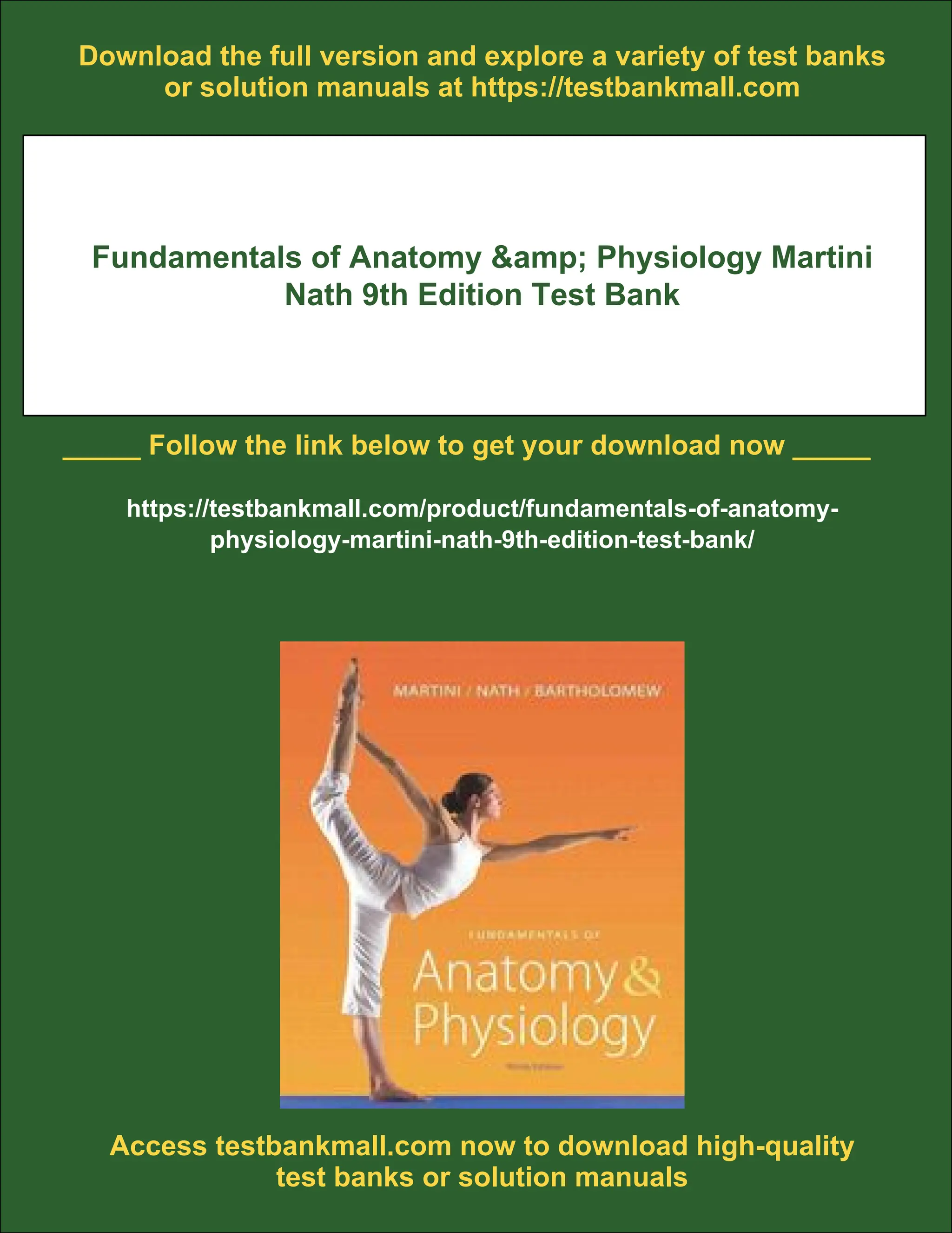 Fundamentals of Anatomy & Physiology Martini Nath 9th Edition Test Bank ...