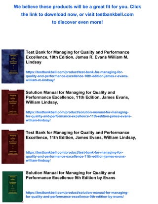 Solution Manual for Managing for Quality and Performance Excellence ...