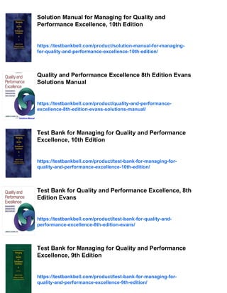 Solution Manual for Managing for Quality and Performance Excellence ...