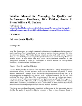 Solution Manual for Managing for Quality and Performance Excellence ...
