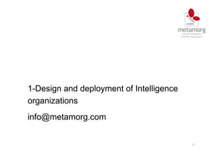 6
1-Design and deployment of Intelligence
organizations
info@metamorg.com
 