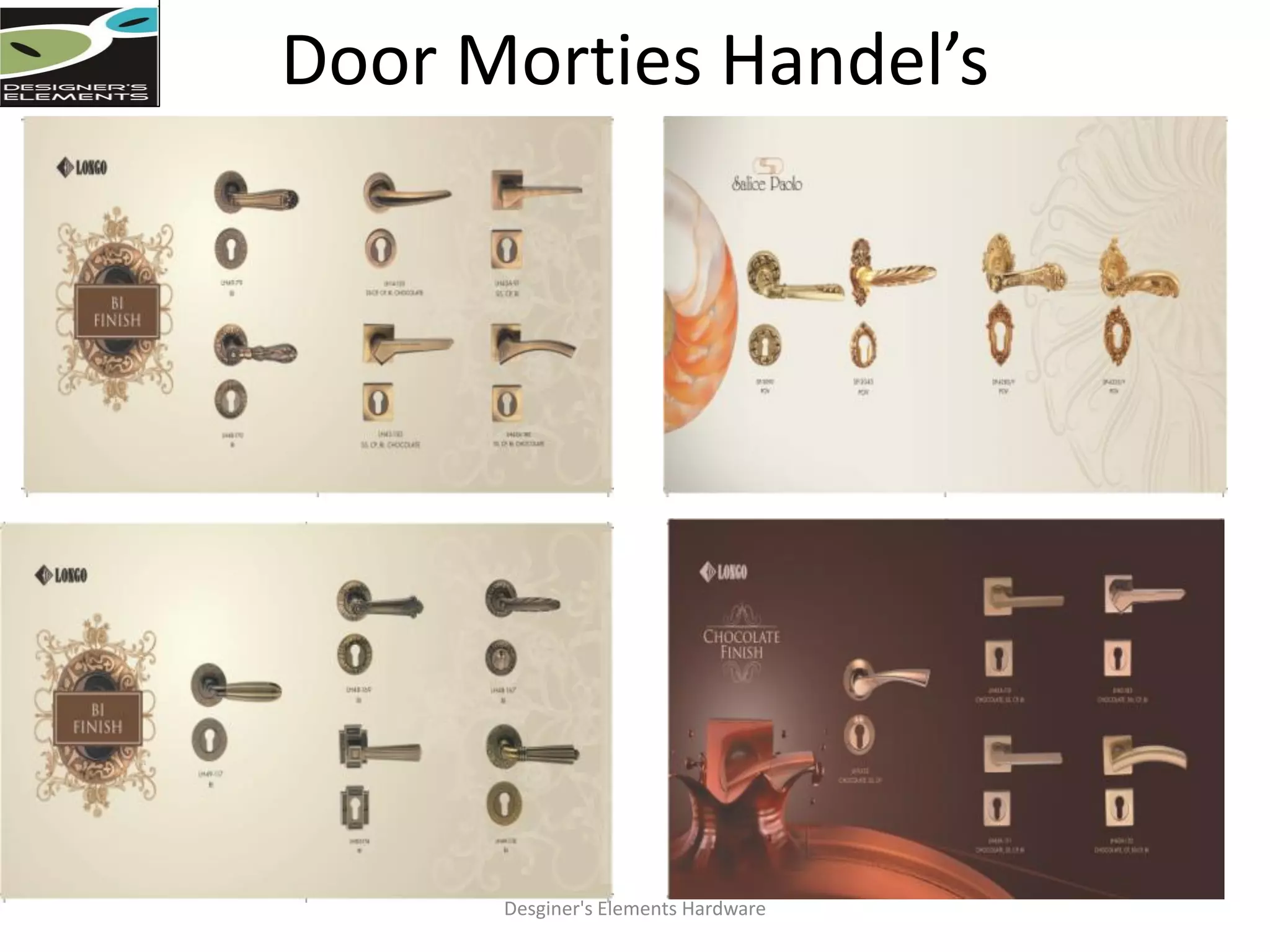 Door Morties Handel’s
Desginer's Elements Hardware
 