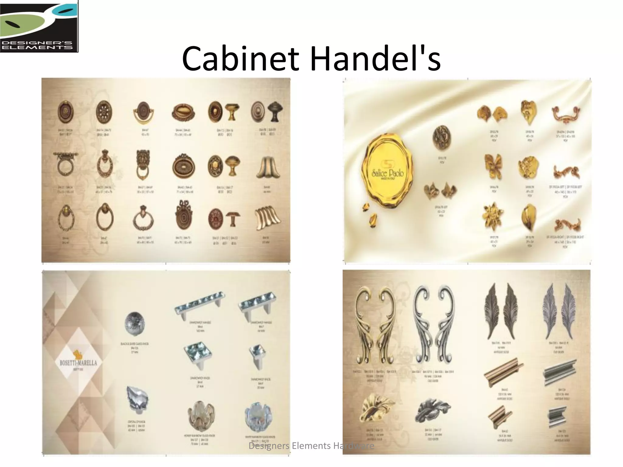 Cabinet Handel's
Designers Elements Hardware
 