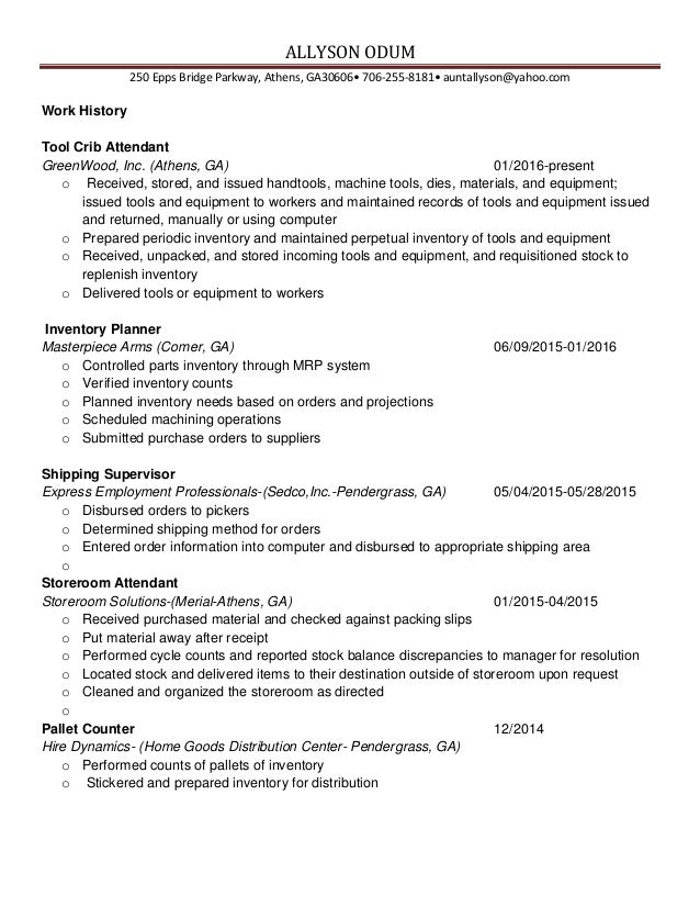 Resume Allyson Odum 2016 1 1