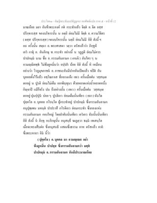 ประโยค๓ - คัณฐีพระธัมมปทัฏฐกถา ยกศัพทแปล ภาค ๕ - หนาที่ 12
มาณนอย มยา อันขาพระองค กต กระทําแลว จิตฺต อ. จิต อสฺส
ปริกฺขารสฺส ของบริขารนั้น น อตฺถิ ยอมไมมี จิตฺต อ. ความวิจิตร
( ตสฺส ปริกฺขารสฺส ) ของบริขารนั้น นตฺถิ ยอมไมมี อิติ ดังนี้ ฯ
อถ ครั้งนั้น สตฺถา อ. พระศาสดา วตฺวา ตรัสแลววา ภิกฺขูหิ
เอว กาตุ อ. อันภิกษุ ท. กระทํา อยางนี้ น วฏฏติ ยอมไมควร
ปาปกมฺม นาม ชื่อ อ. กรรมอันลามก ( เกนจิ ) อันใคร ๆ น
อวมฺิตพฺพ ไมพึงดูหมิ่นวา อปฺปก นอย อิติ ดังนี้ หิ เหมือน
อยางวา วิวฏมุขภาชน อ. ภาชนะอันมีปากอันเปดแลว ปต อัน
บุคคลตั้งไวแลว อชฺโฌกาเส ที่กลางแจง เทเว ครั้นเมื่อฝน วสฺสนฺเต
ตกอยู น ปูรติ ยอมไมเต็ม เอกพินฺทุนา ดวยหยาดแหงน้ําหยาดหนึ่ง
กิฺจาป แมก็จริง ปน ถึงอยางนั้น ( เทเว ) ครั้นเมื่อฝน วสฺสนฺเต
ตกอยู ปุนปฺปุน บอย ๆ ปูรติเอว ยอมเต็มนั่นเทียว ( ยถา ) ฉันใด
ปุคฺคโล อ. บุคคล กโรนฺโต ผูกระทําอยู ปาปกมฺม ซึ่งกรรมอันลามก
อนุปุพฺเพน มหนฺต ปาปราสึ กโรติเอว ยอมกระทํา ซึ่งกองแหง
กรรมอันลามก กองใหญ โดยลําดับนั่นเทียว เอวเอว ฉันนั้นนั่นเทียว
อิติ ดังนี้ น ภิกฺขุ กะภิกษุนั้น อนุสนฺธึ ฆเฏตฺวา ธมฺม เทเสนฺโต
เมื่อจะทรงสืบตอ ซึ่งอนุสนธิ แสดงซึ่งธรรม อาห ตรัสแลว คาถ
ซึ่งพระคาถา อิม นี้วา
( ปุคฺคโล ) อ. บุคคล มา อวมฺเถ อยา
พึงดูหมิ่น ปาปสฺส ซึ่งกรรมอันลามกวา มตฺต
ปาปกมฺม อ. กรรมอันลามก อันมีประมาณนอย
 