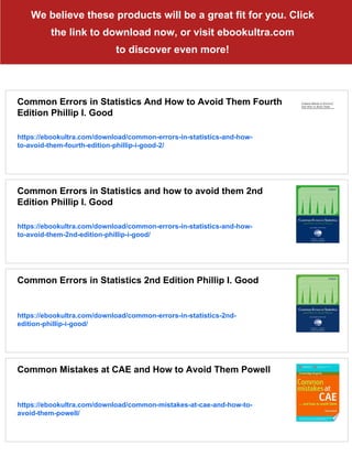 Common Errors in Statistics And How to Avoid Them Fourth Edition ...
