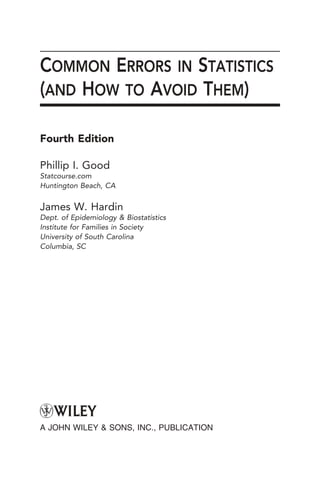 Common Errors in Statistics And How to Avoid Them Fourth Edition ...