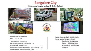 Bangalore City
Emergency Service for Law & Order (Police)
Population : 11.5 Million
Area : 741 Sq Km
Control Room Operatio...