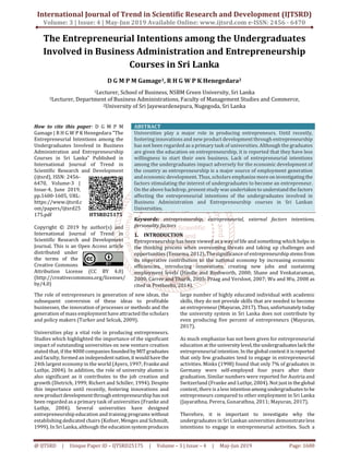 The Entrepreneurial Intentions among the Undergraduates Involved in ...