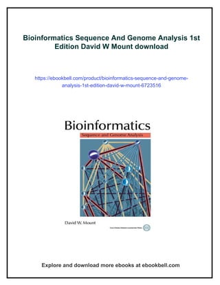 Bioinformatics Sequence And Genome Analysis 1st Edition David W Mount | PDF