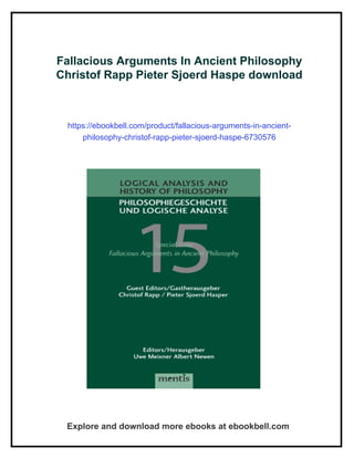 Fallacious Arguments In Ancient Philosophy Christof Rapp Pieter Sjoerd ...