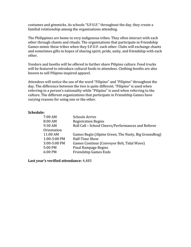 2014 Friendship Games Proposal | PDF