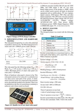 Design and Implementation of a Solar Power System | PDF