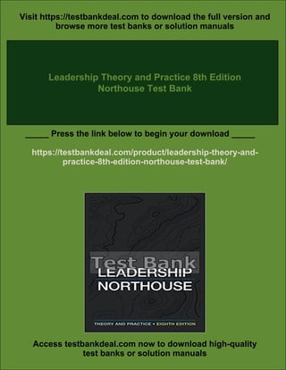 Leadership Theory and Practice 8th Edition Northouse Test Bank | PDF