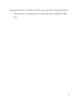 61
Young, Jock. The Police as Amplifiers of Deviancy. Drugs and Politics. Ed. Paul Elliott. Rock.
New Brunswick, NJ: Transaction, 1977. N. pag. Google Books. Google. Web. 7 Mar.
2015.
 