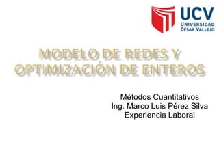 Métodos Cuantitativos Ing. Marco Luis Pérez Silva Experiencia Laboral 