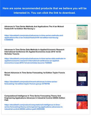 Advances In Time Series Analysis And Forecasting Selected Contributions ...