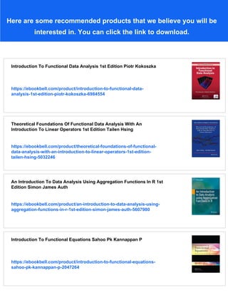Introduction To Functional Data Analysis 1st Kokoszka Piotr Reimherr | PDF