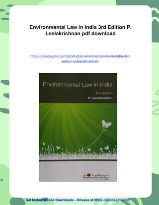 Environmental Law in India 3rd Edition P. Leelakrishnan | PDF