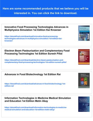 Innovative Food Processing Technologies Advances in Multiphysics ...